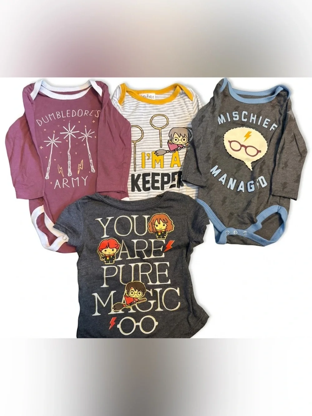 Harry Potter 4 Pc. Short Sleeve Tee & Long Sleeve Onsie Bundle 12 Months